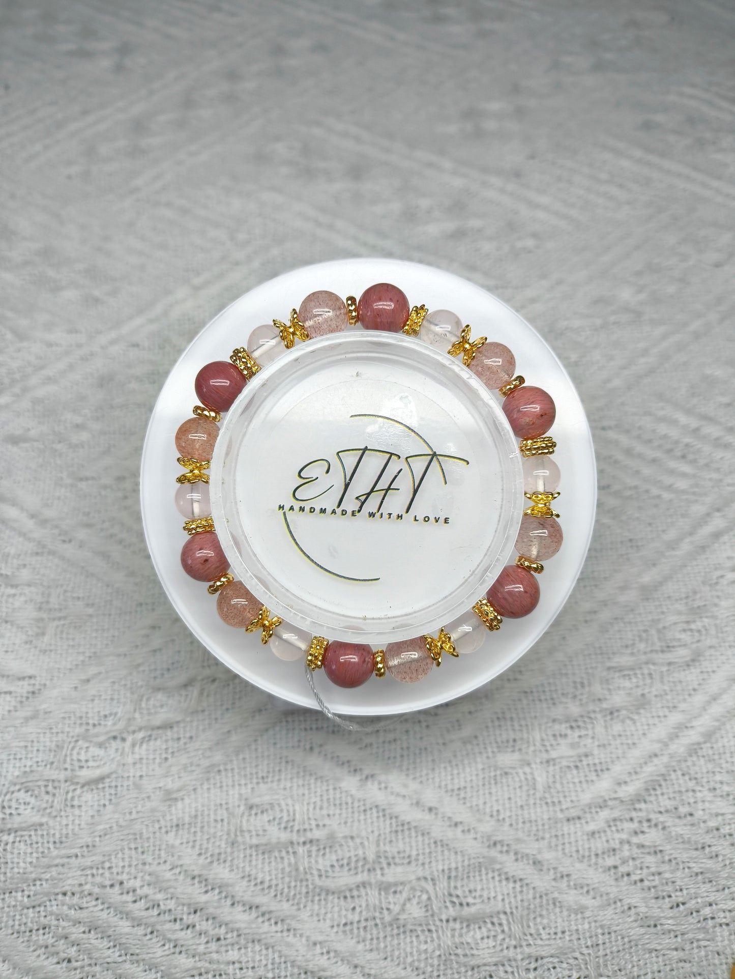 Rhodonite • Strawberry Quartz • Rose Quartz Crystal Bracelet