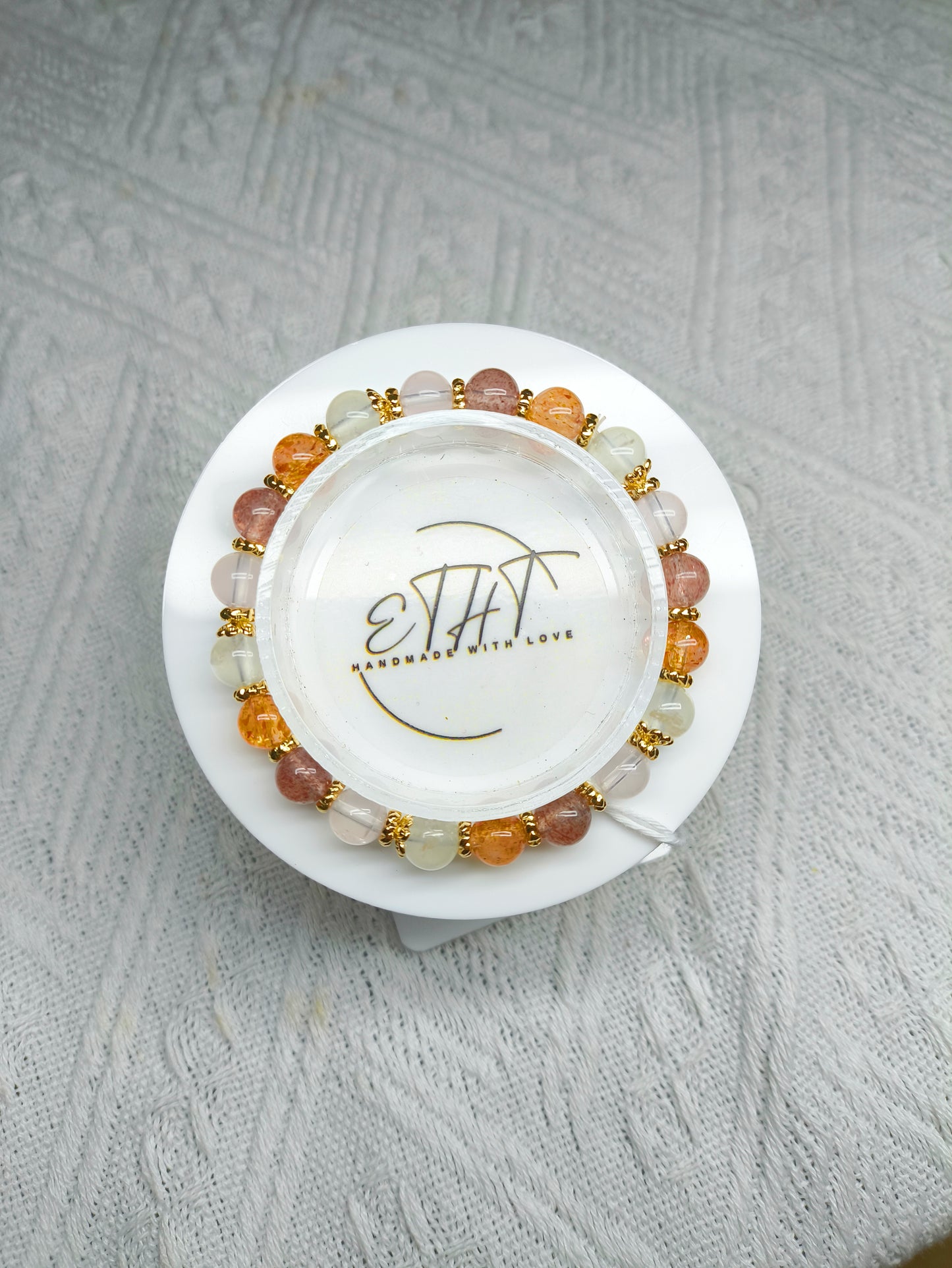 Sunstone • Strawberry Quartz • Rose Quartz • Moonstone Crystal Bracelet