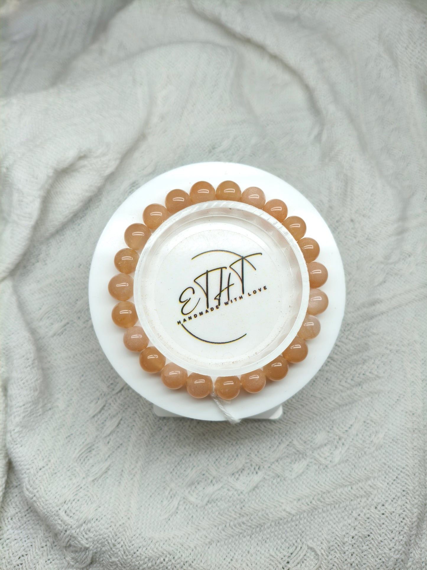 Peach Moonstone • Crystal Bracelet