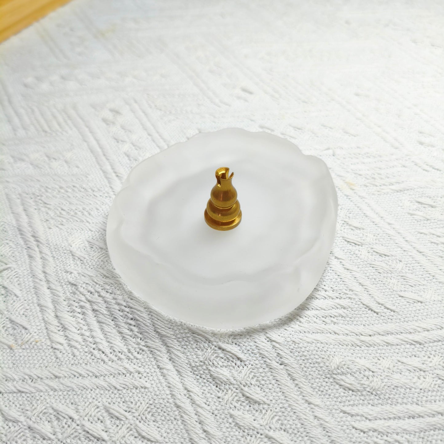 Incense burner holder paired with a frosted glass plate