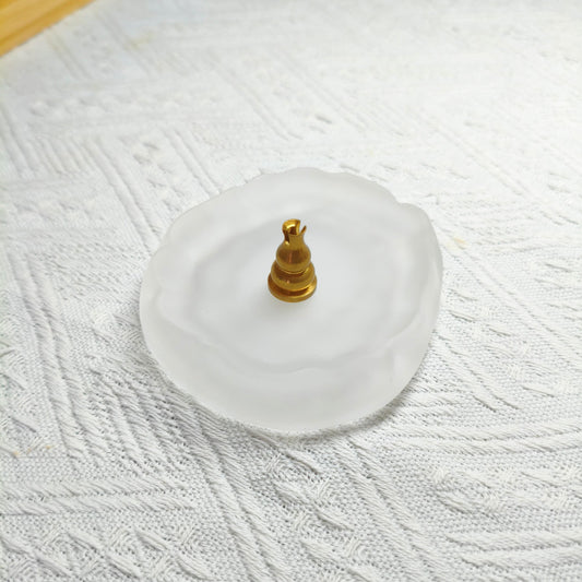 Incense burner holder paired with a frosted glass plate