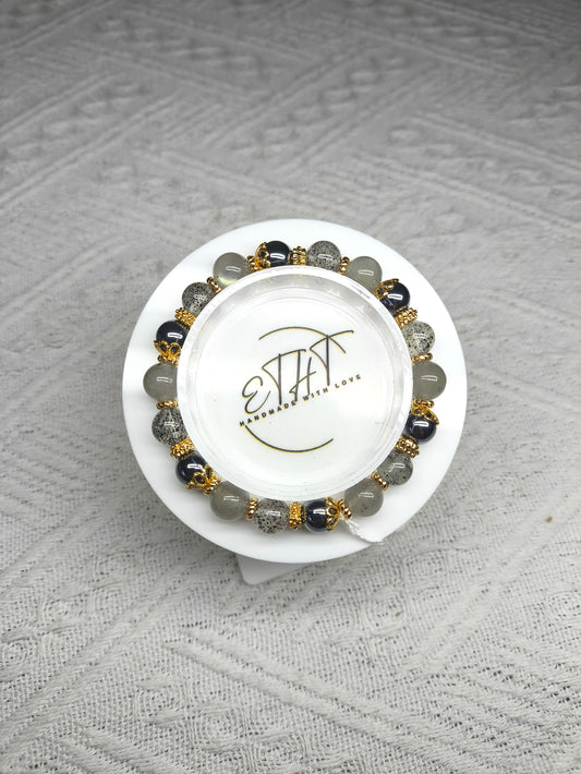 Labradorite • Black Strawberry Quartz • Terahertz Crystal Bracelet