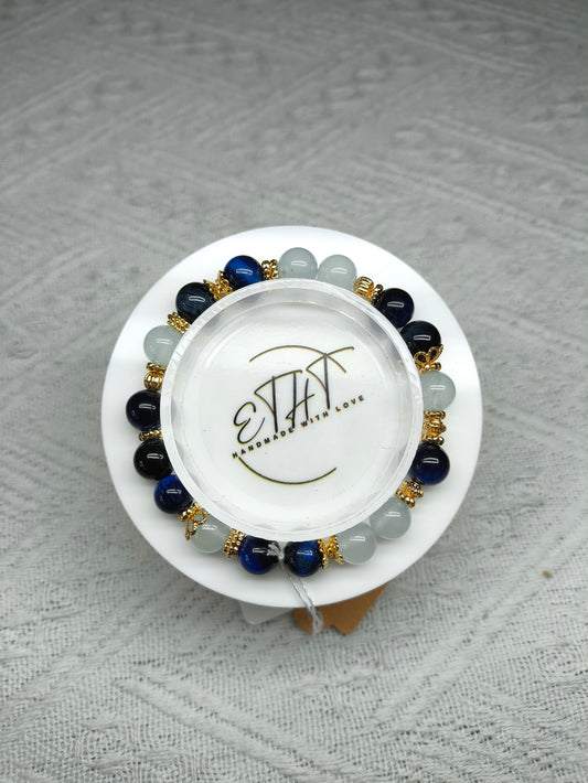Blue Tiger Eye • Blue Chalcedony Crystal Bracelet