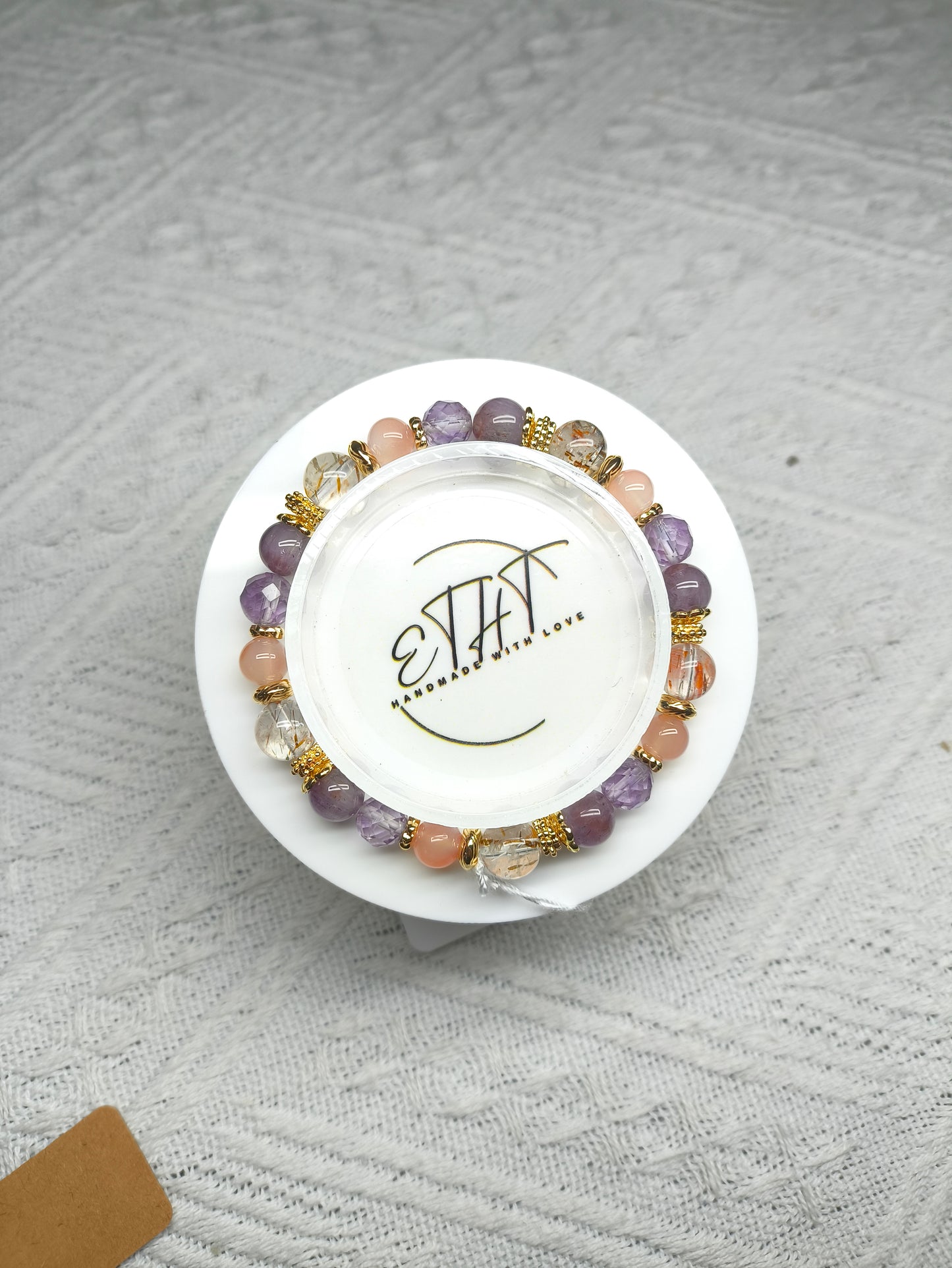 Auralite • Amethyst • Yan Yuan Agate • Copper Rutilated Quartz Crystal Bracelet