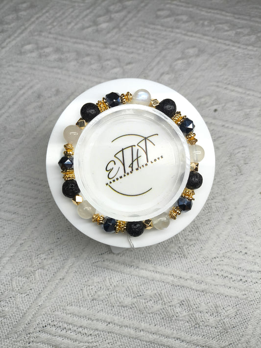 Moonstone • Lava • Terahertz Crystal Bracelet