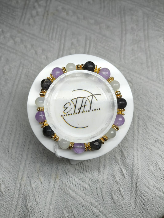 Moonstone • Labradorite • Amethyst Crystal Bracelet