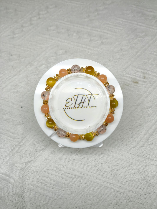 Peach Moonstone • Golden Tiger Eye • Strawberry Quartz