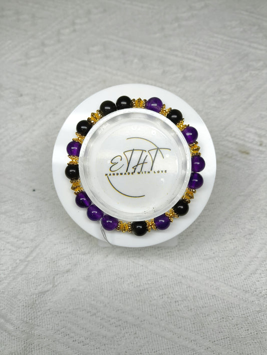 Silver Obsidian • Amethyst Crystal Bracelet