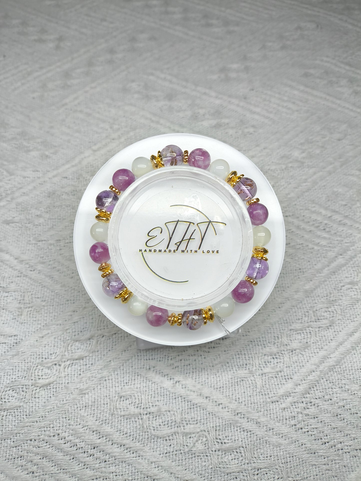 Lepidolite • White Moonstone • Purple Azetulite