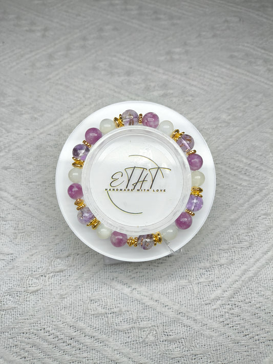 Lepidolite • White Moonstone • Purple Azetulite