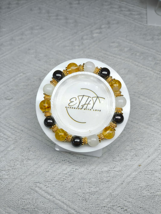 Hematite • Moonstone • Citrine Crystal Bracelet