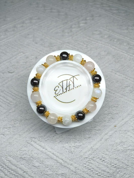 Hematite • Moonstone • Rose Quartz Crystal Bracelet