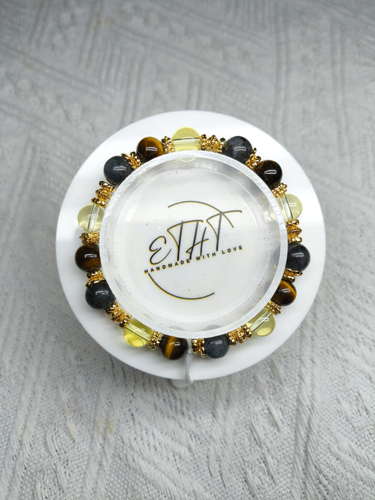 Citrine • Yellow Tiger Eye • Labradorite Crystal Bracelet