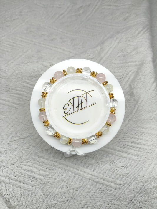 Rose Quartz • Clear Quartz • Moonstone • Crystal Bracelet