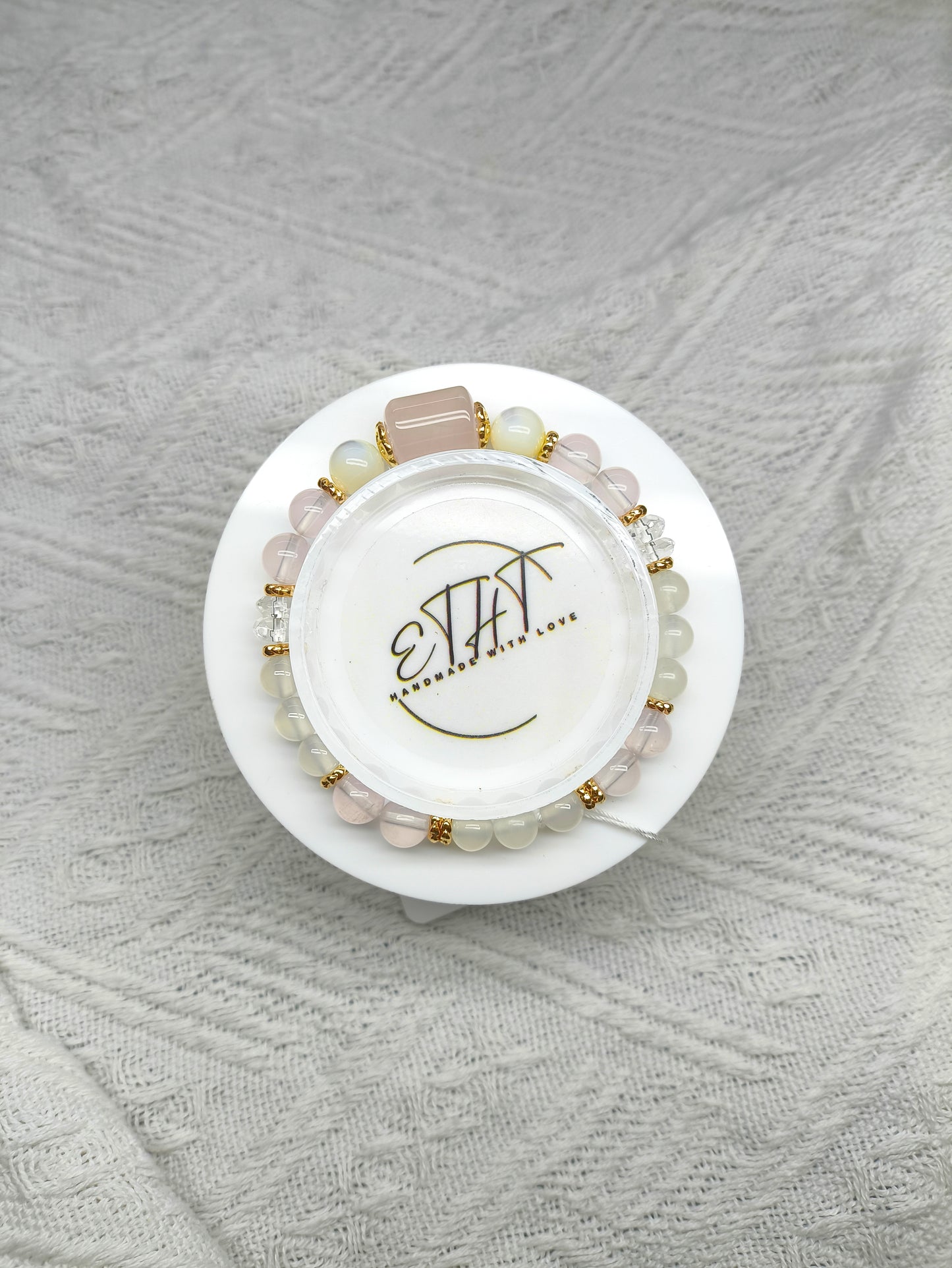 Rose Quartz • Clear Quartz • Tridacna • Lychee Agate • Crystal Bracelet