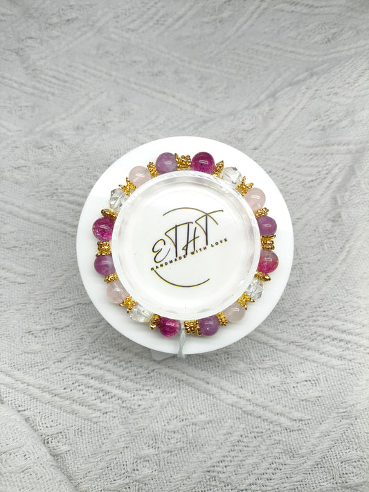 Lepidolite • Rose Quartz • Clear Quartz • Purple Super 7 • Crystal Bracelet