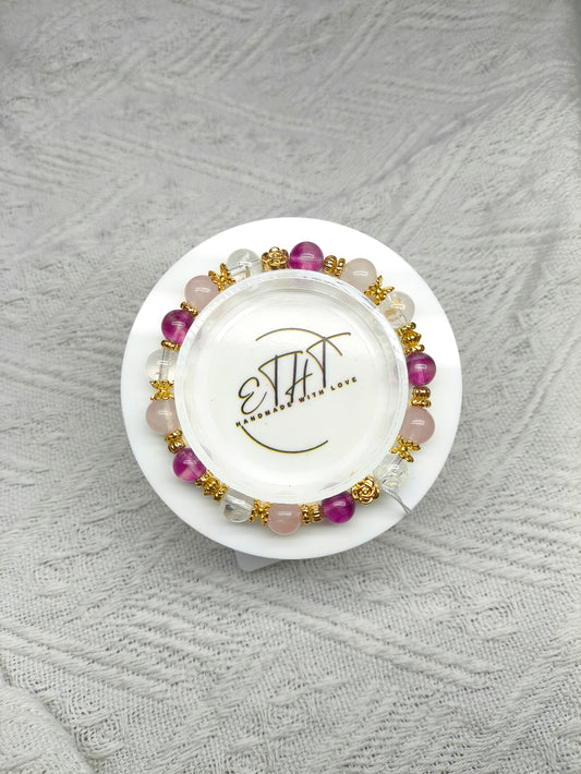 Rose Quartz • Azeztulite • Fluorite • Crystal Bracelet