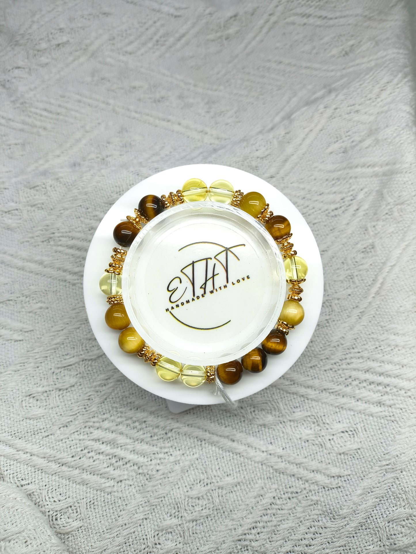 Golden Tiger Eye • Yellow Tiger Eye • Citrine • Crystal Bracelet