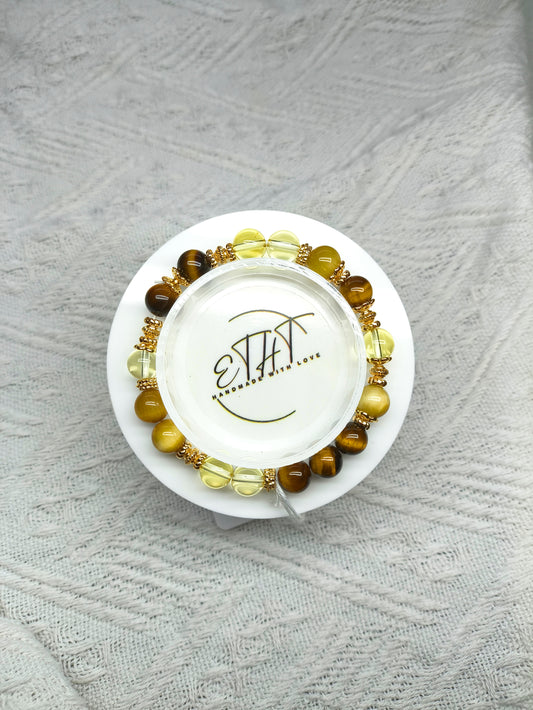 Golden Tiger Eye • Yellow Tiger Eye • Citrine • Crystal Bracelet