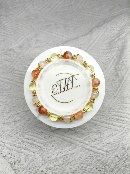 Hematoid • Lychee Agate • Citrine • Crystal Bracelet