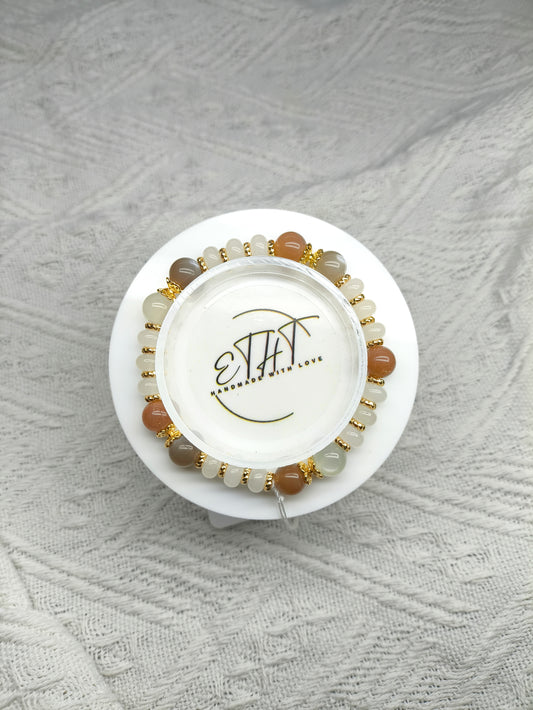 Mixed Moonstone • White Jadeite • Crystal Bracelet