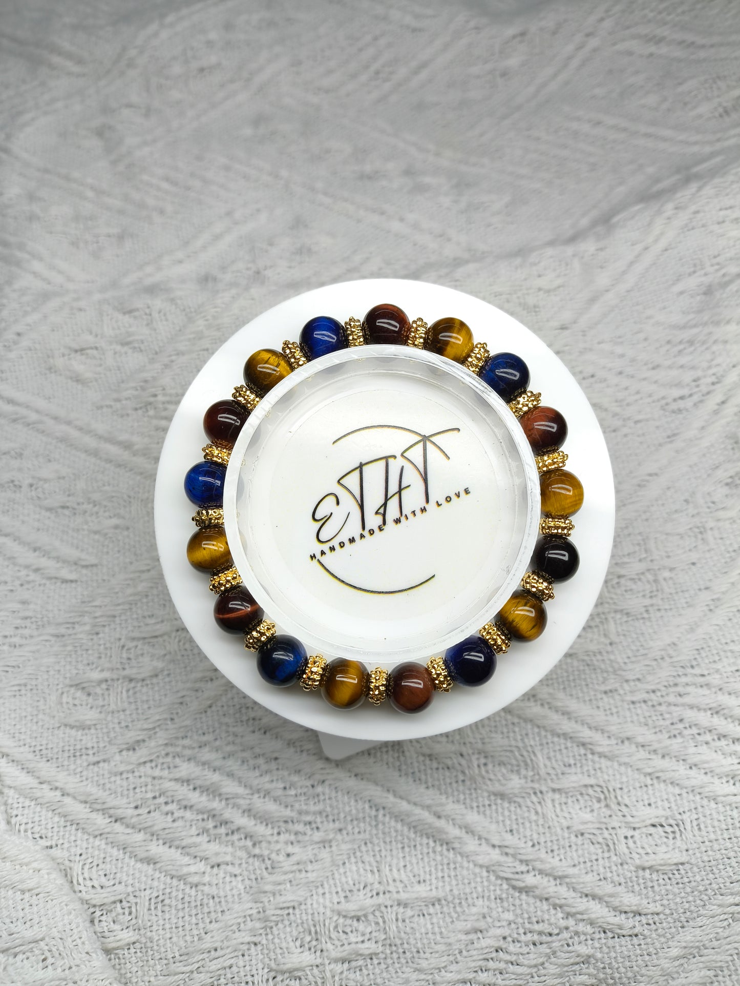 Red Tiger Eye • Yellow Tiger Eye • Blue Tiger Eye • Crystal Bracelet