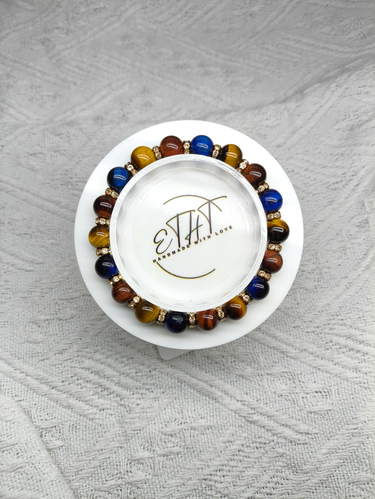 Red Tiger Eye • Yellow Tiger Eye • Blue Tiger Eye • Crystal Bracelet