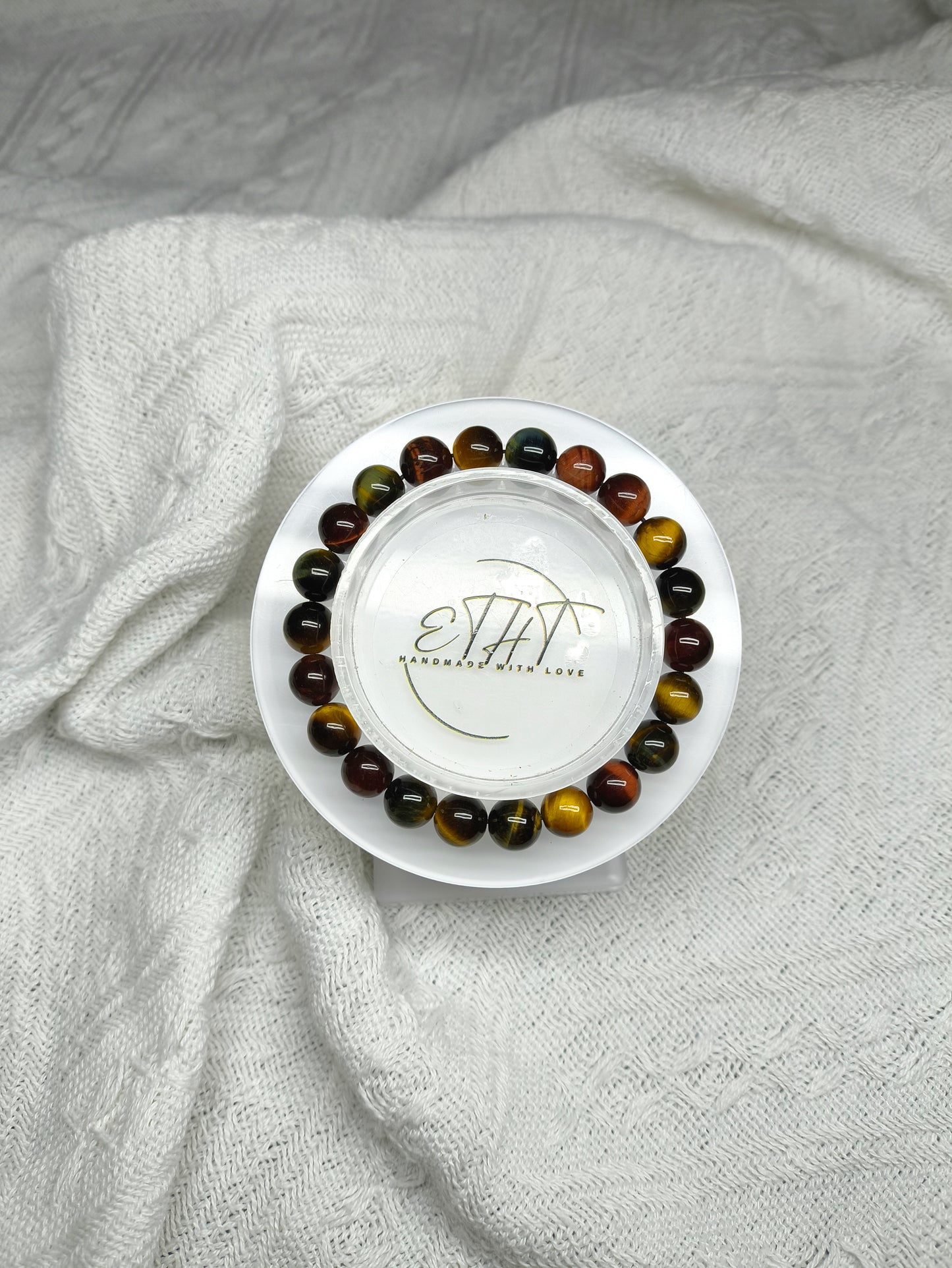 3 Color Tiger Eye • Red • Yellow • Blue • Crystal Bracelet