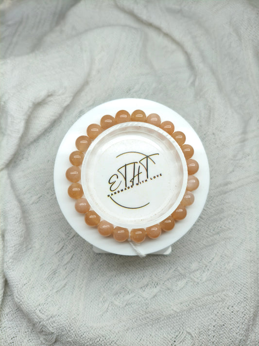 Peach Moonstone • Crystal Bracelet