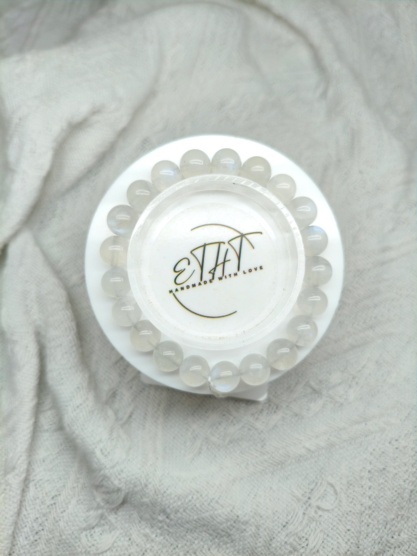 Blue Flash Moonstone • Crystal Bracelet