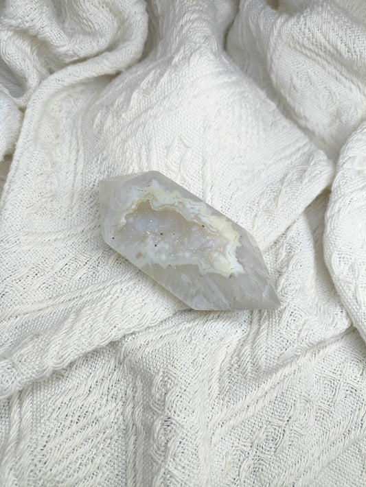 Druzy White Agate Tower