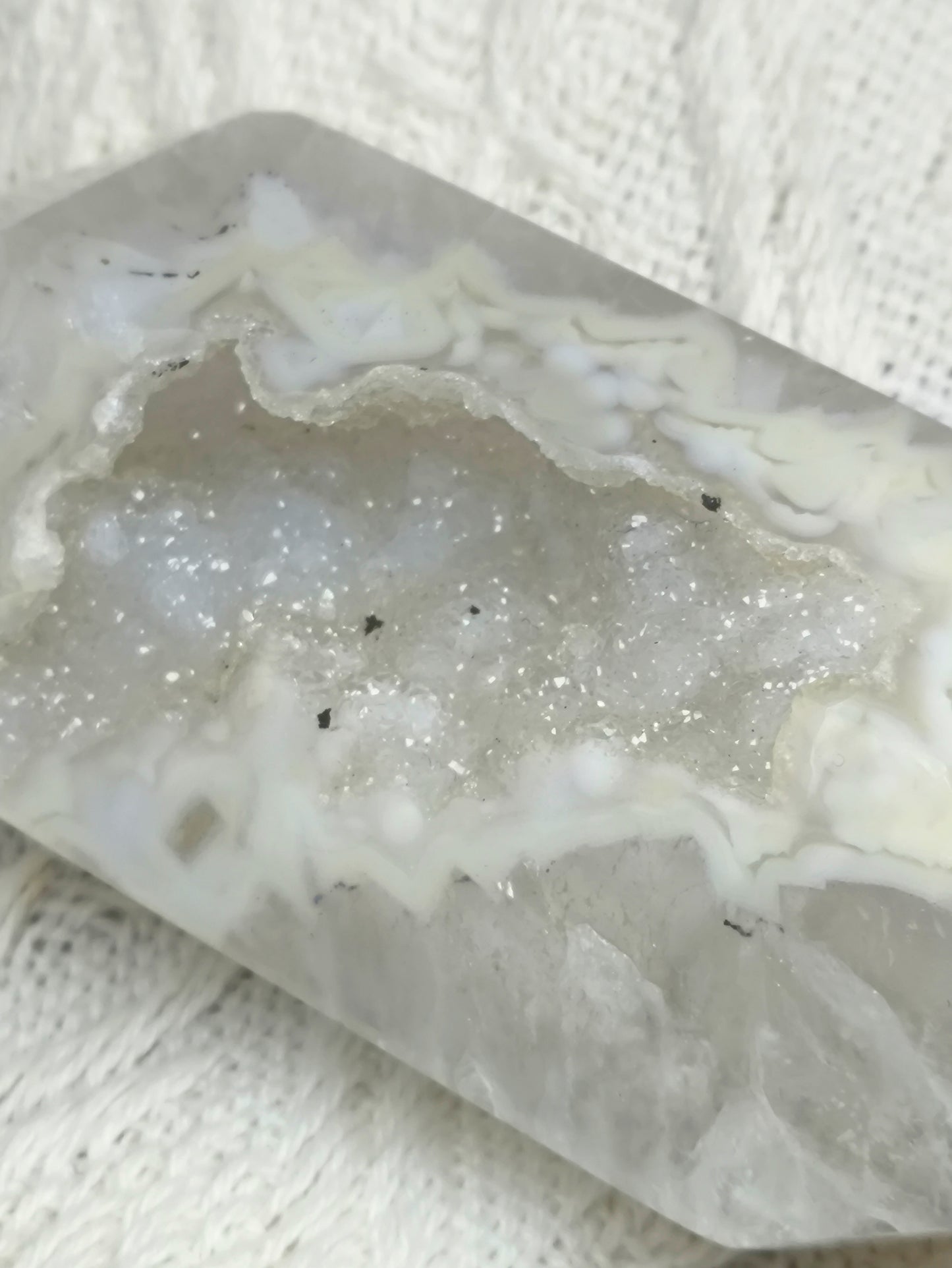 Druzy White Agate Tower