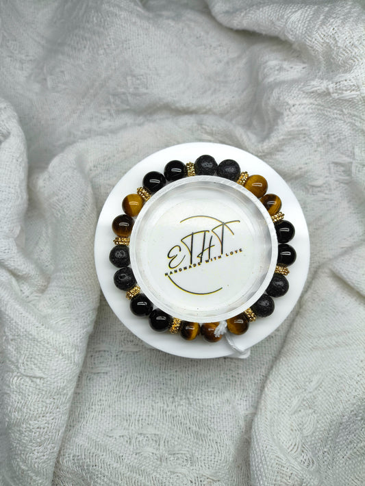 Yellow Tiger Eye • Tourmaline • Lava